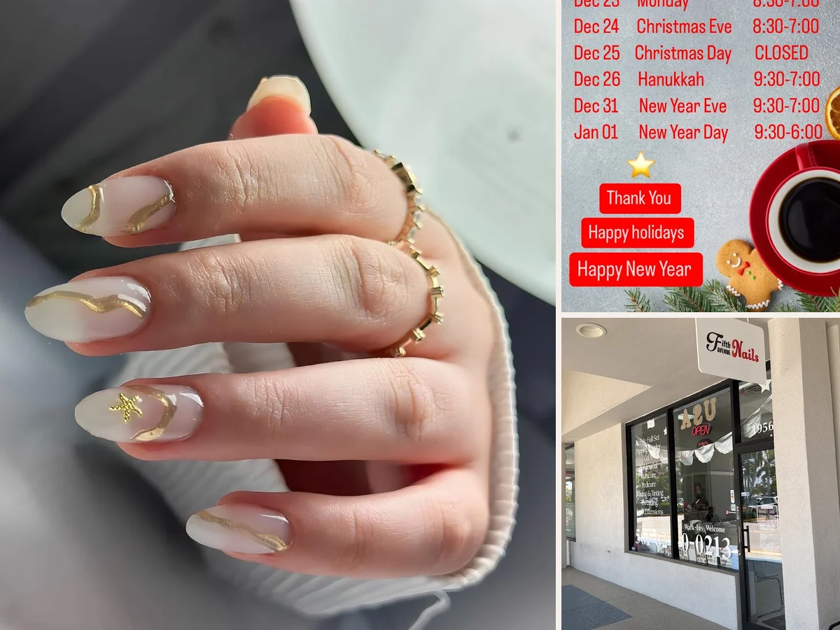 A clean nail salon with multiple workstations.