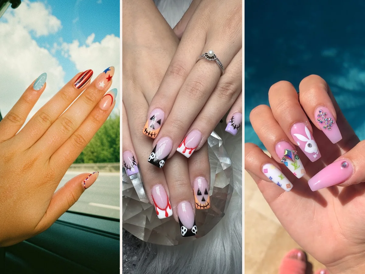 Nail tables lined up for manicures.
